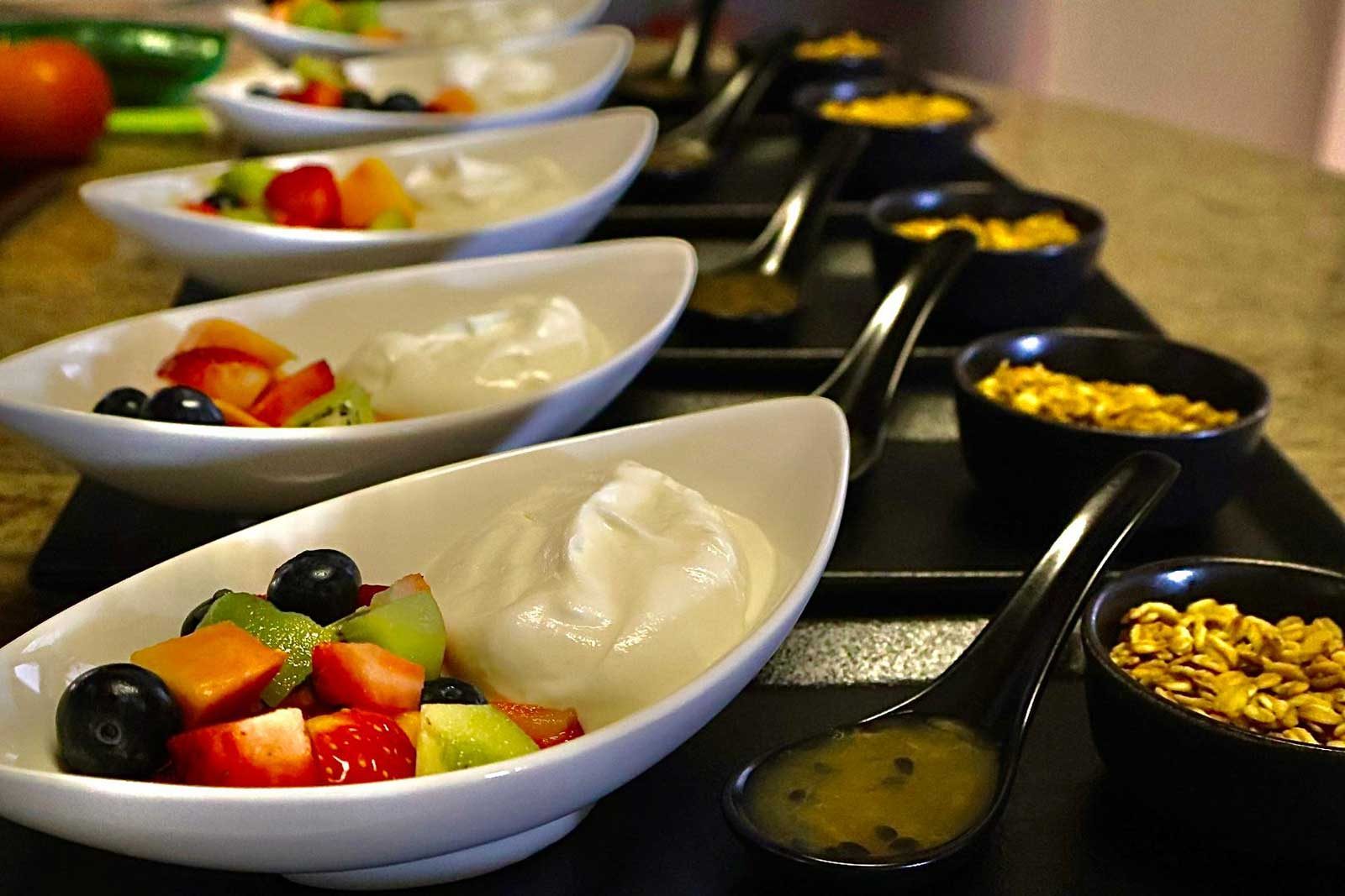 The breakfast table laid at Abangane