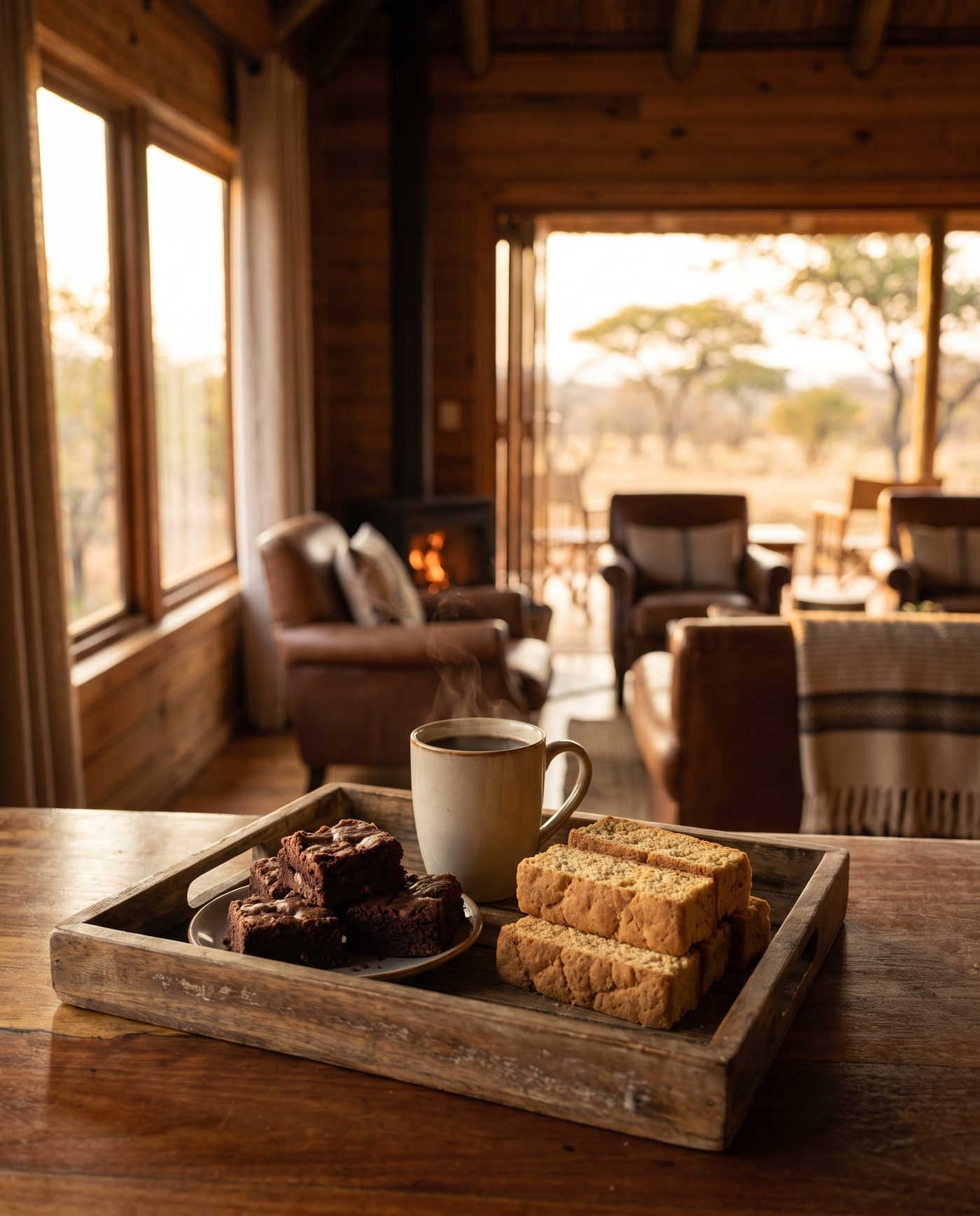 Brownies and rusks with coffee